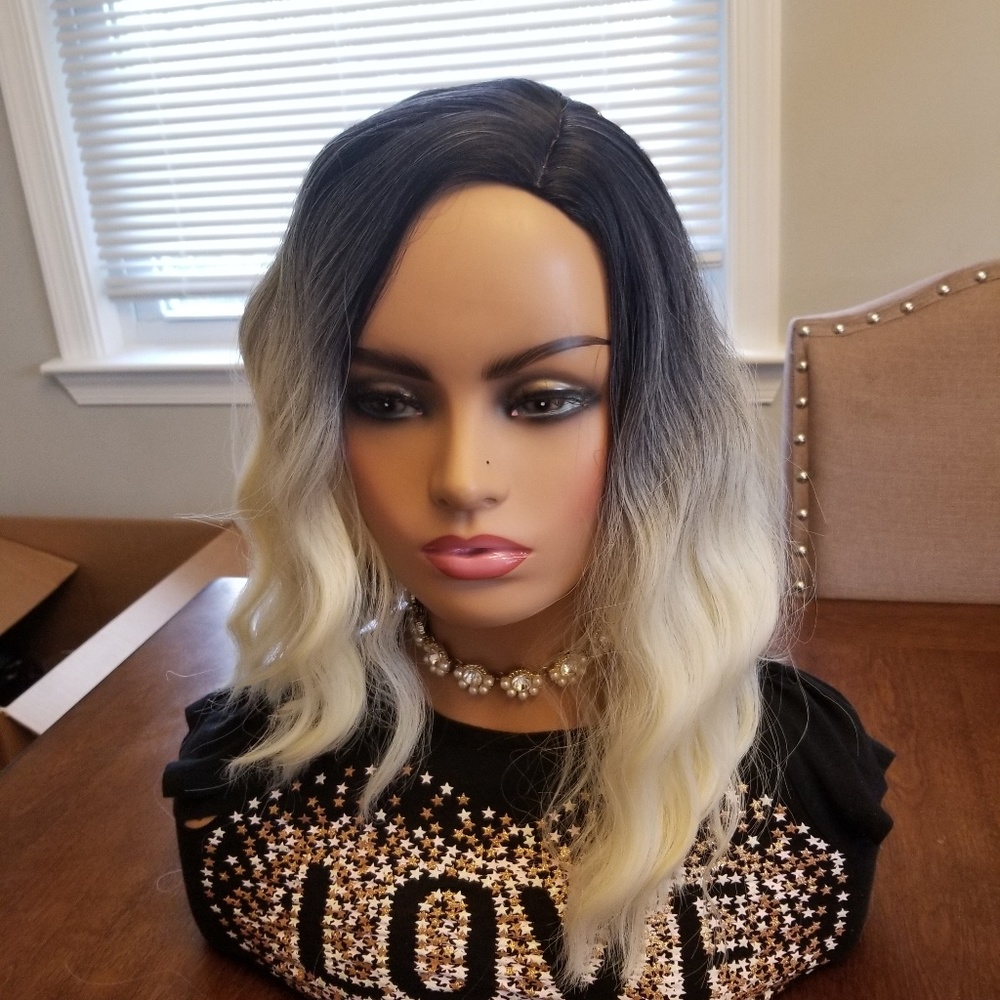 Ombre blonde and black wig